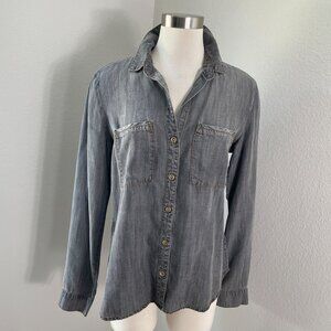 Cloth & Stone Womens Small Button Up Chambray Shirt Long Sleeve Top